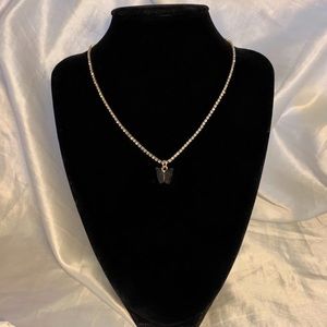 Stoned Black Butterfly Necklace
